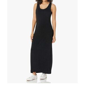 Essentials Womens Black Sleeveless Maxi Tank Dress  Elastic Waist Size XL Casual